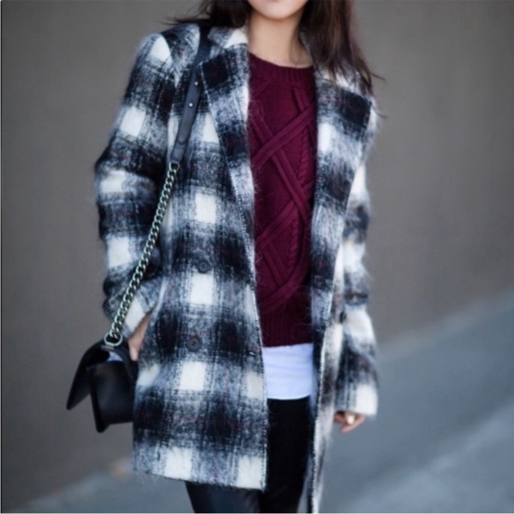 Theory Black and White Plaid Coat - Picture 12 of 12